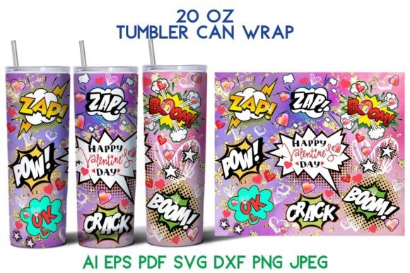 20 OZ Tumbler Comic Valentines Day SVG Review