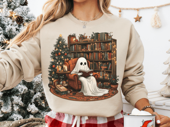 Christmas Book Lover Ghost T-Shirt Design Review