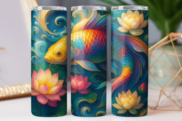 Japan Koi Fish Tumbler Wrap Design Art Review