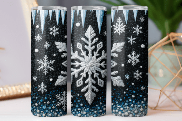 Snowflake Tumbler Wrap Art for 20oz PNG Review